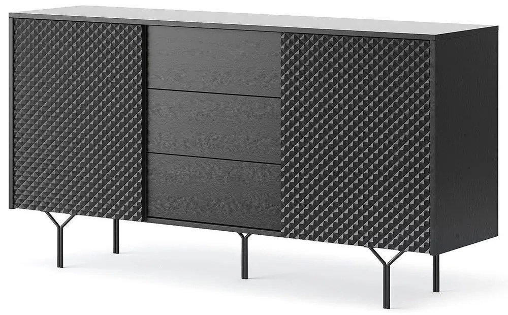 Μπουφές Με Συρτάρια Raven ΙΙ 144x38x83cm Anthracite Μελαμίνη,Μέταλλο