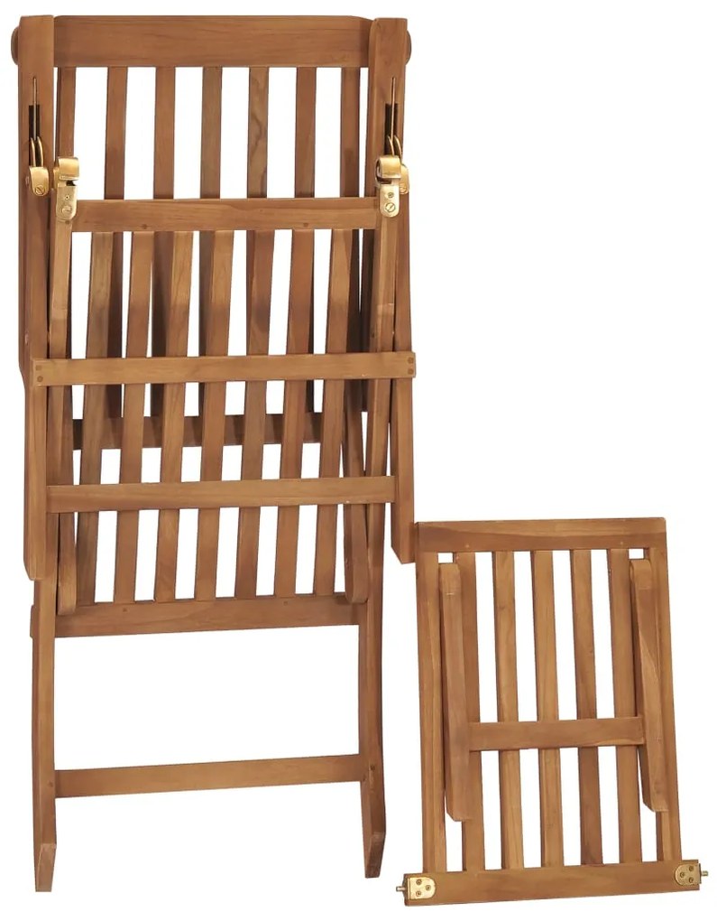 vidaXL Ξαπλώστρα Λευκό Κρεμ από Μασίφ Ξύλο Teak με Μαξιλάρι