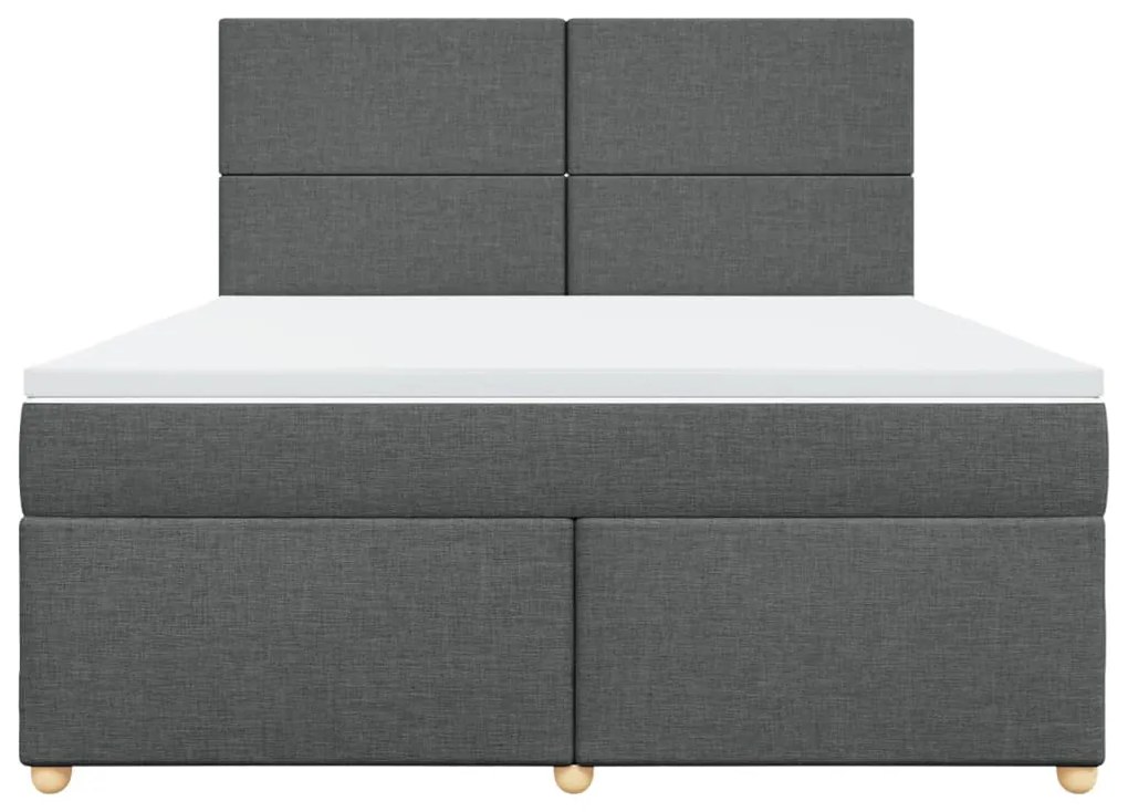 vidaXL Κρεβάτι Boxspring με Στρώμα Σκούρο Γκρι 180x200 εκ Υφασμάτιν