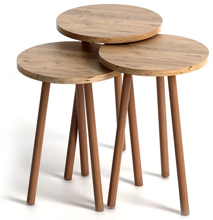 Τραπεζάκια βοηθητικά Roma Megapap χρώμα pine oak