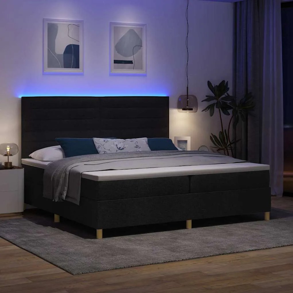 vidaXL Κρεβάτι με ελατήρια με στρώμα Μαύρο 200 x 200 cm ύφασμα