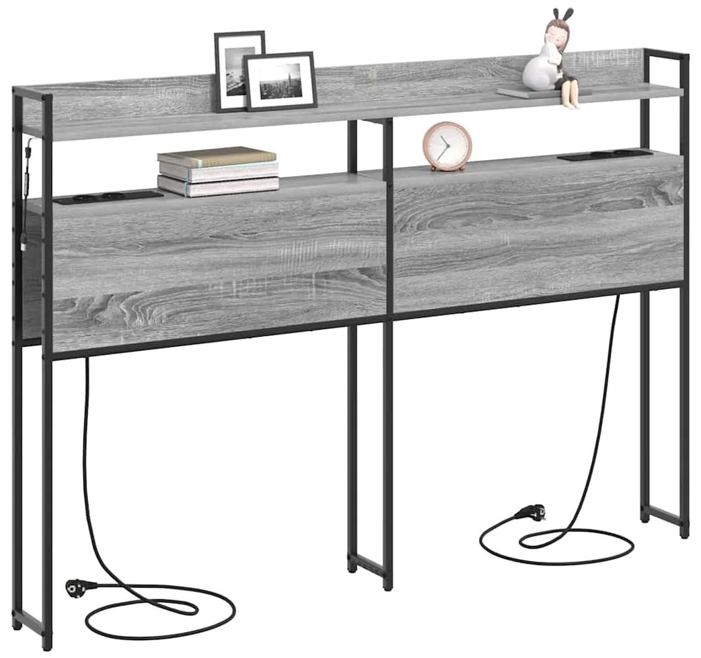 vidaXL Κεφαλάρι Αποθήκης με ράφι Γκρι sonoma 140 cm Επεξεργασμένο ξύλο