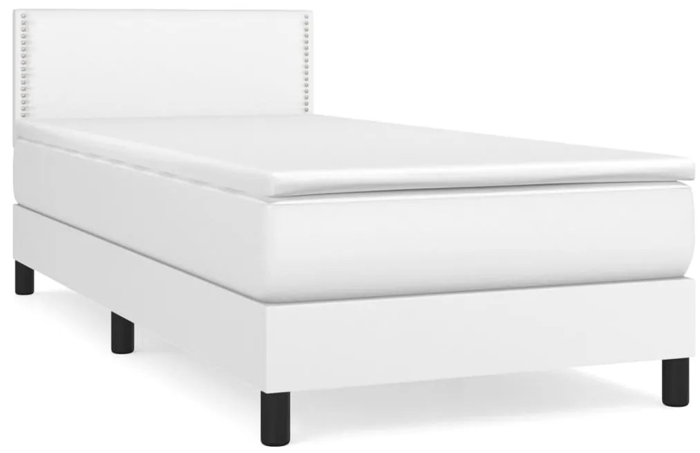vidaXL Κρεβάτι Boxspring με Στρώμα Λευκό 80 x 200 εκ. Συνθετικό Δέρμα
