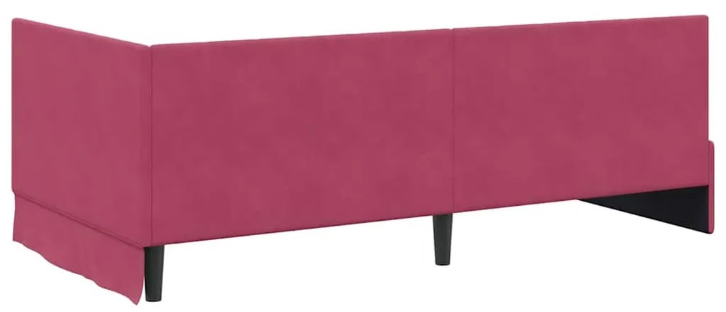 vidaXL Κρεβάτι Γωνίας με κεφαλάρι Κόκκινο 90 εκ x 190 εκ Βελούδο