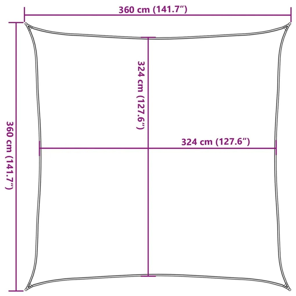 Πανί Σκίασης Τετράγωνο Κρεμ 3,6 x 3,6 μ. από HDPE - Κρεμ