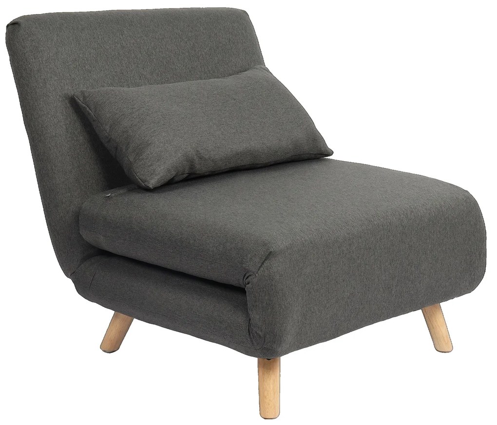 Πολυθρόνα Κρεβάτι ArteLibre VERA Γκρι Σκούρο Ύφασμα/Ξύλο 79x80x89cm