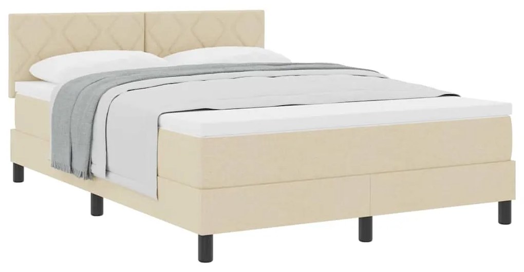 vidaXL Κρεβάτι box spring με στρώμα με στρώμα Κρεμ 160 x 200 cm ύφασμα