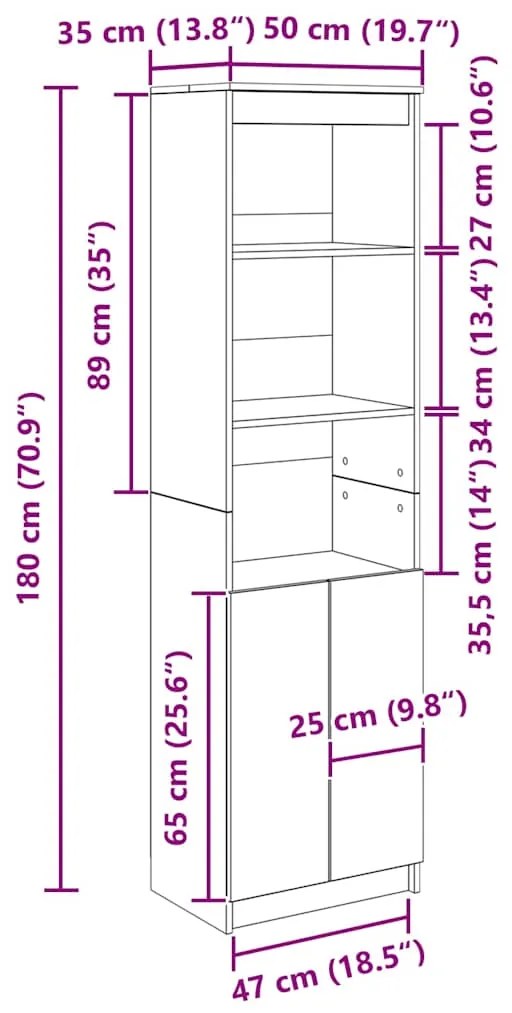Ντουλάπι Sonoma δρυς 50x35x180 εκ. από Επεξεργασμένο Ξύλο 3328464