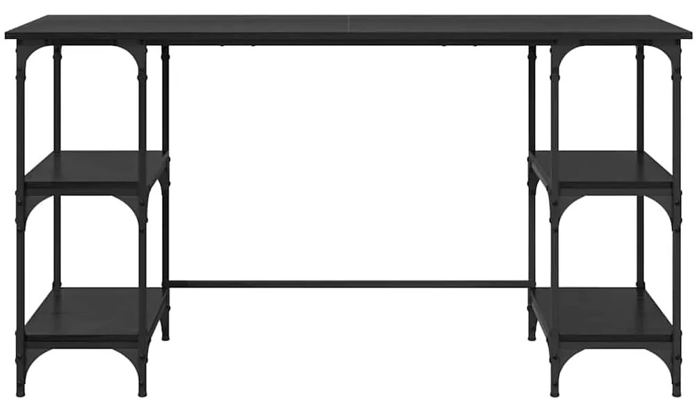 vidaXL Γραφείο με ράφι Μαύρη Οξυά 140 x 50 x 75 εκ. Επεξεργασμένο ξύλο