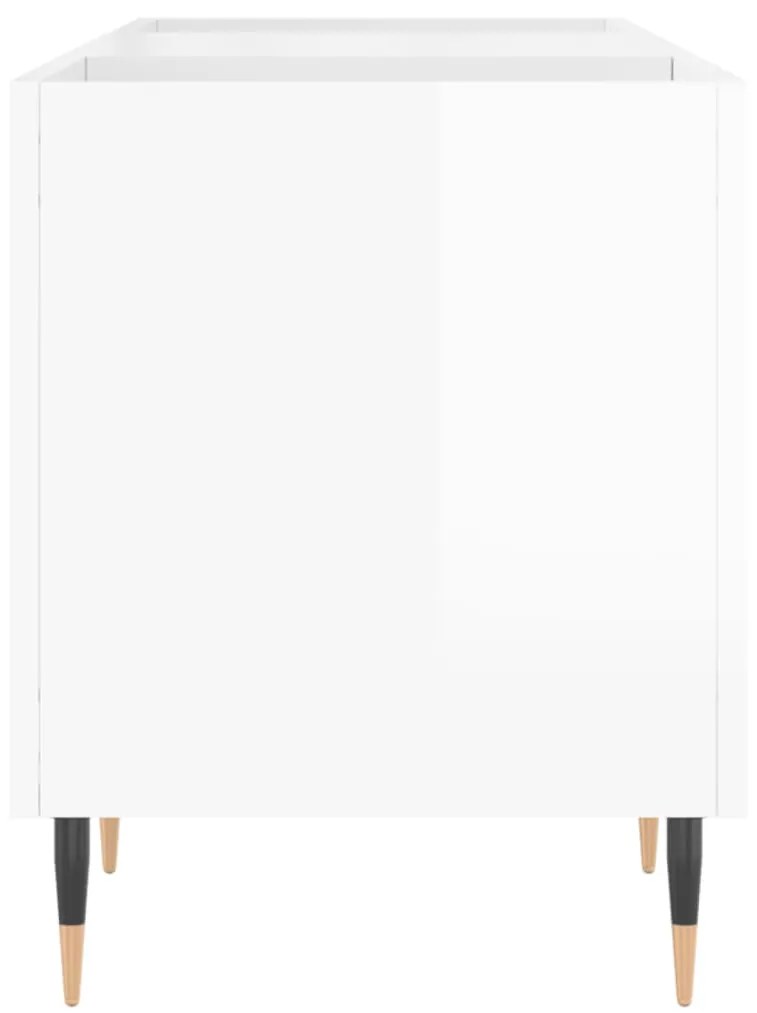 vidaXL Δισκοθήκη Γυαλιστερή Λευκή 121x38x48 εκ. από Επεξεργασμένο Ξύλο