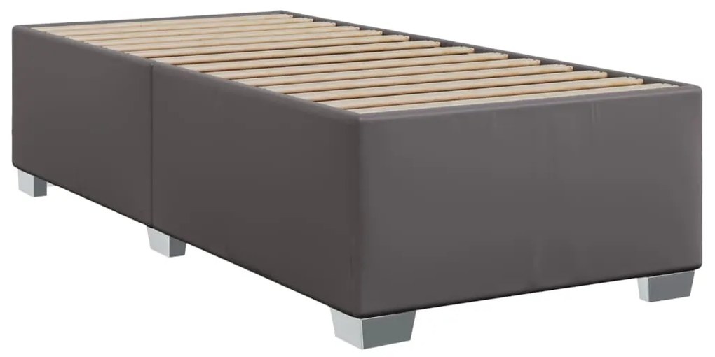 Κρεβάτι Boxspring με Στρώμα Γκρι 100x200εκ. από Συνθετικό Δέρμα - Γκρι