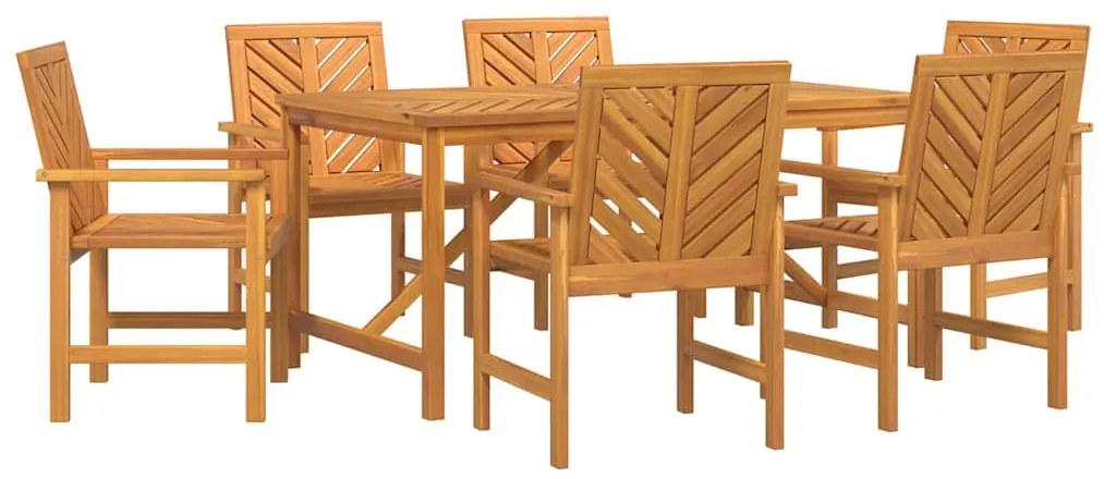 vidaXL Σέτ φαγητού για κήπο 7 pcs Καφέ 150 x 90 x 74 cm