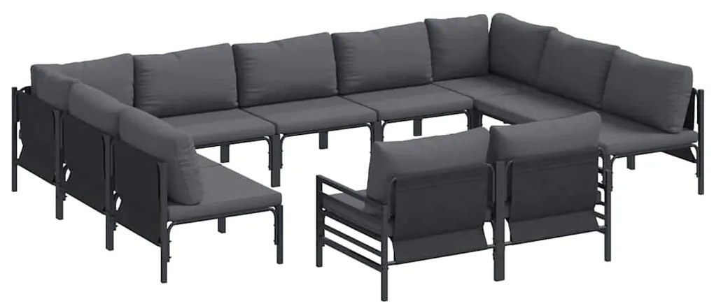 vidaXL Σετ Καναπέ Κήπου 11 pcs Ανθρακί Ατσάλι