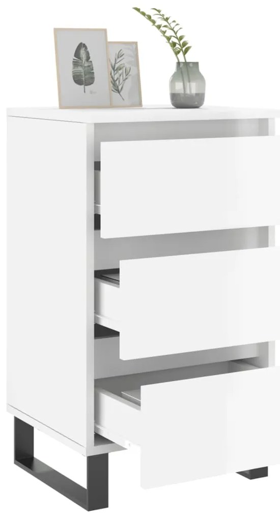 vidaXL Κομοδίνα 2 τεμ. Γυαλ. Λευκό 40x35x69 εκ. Επεξεργασμένο Ξύλο
