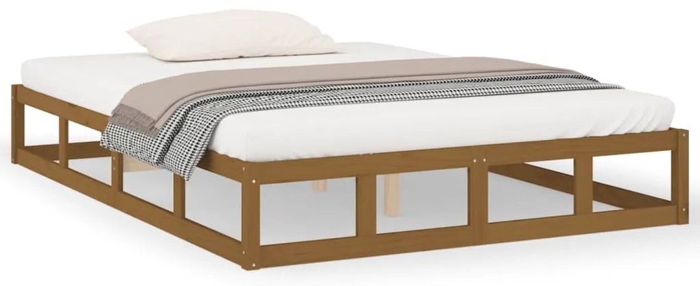 vidaXL Σκελετός κρεβατιού Honey Brown 150x200 cm King Size Μασίφ Ξύλο