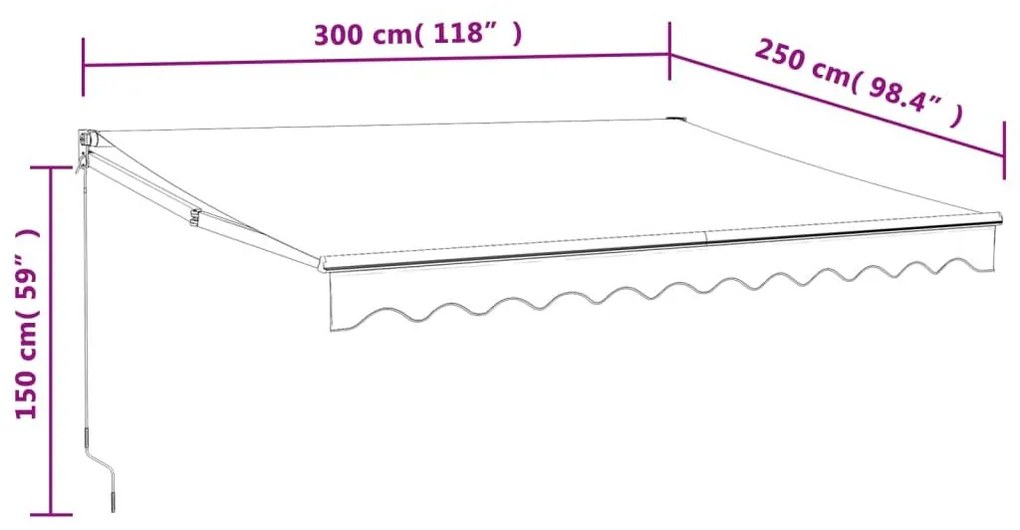 Τέντα Πτυσσόμενη Κρεμ 3 x 2,5 μ. Ύφασμα και Αλουμίνιο - Κρεμ
