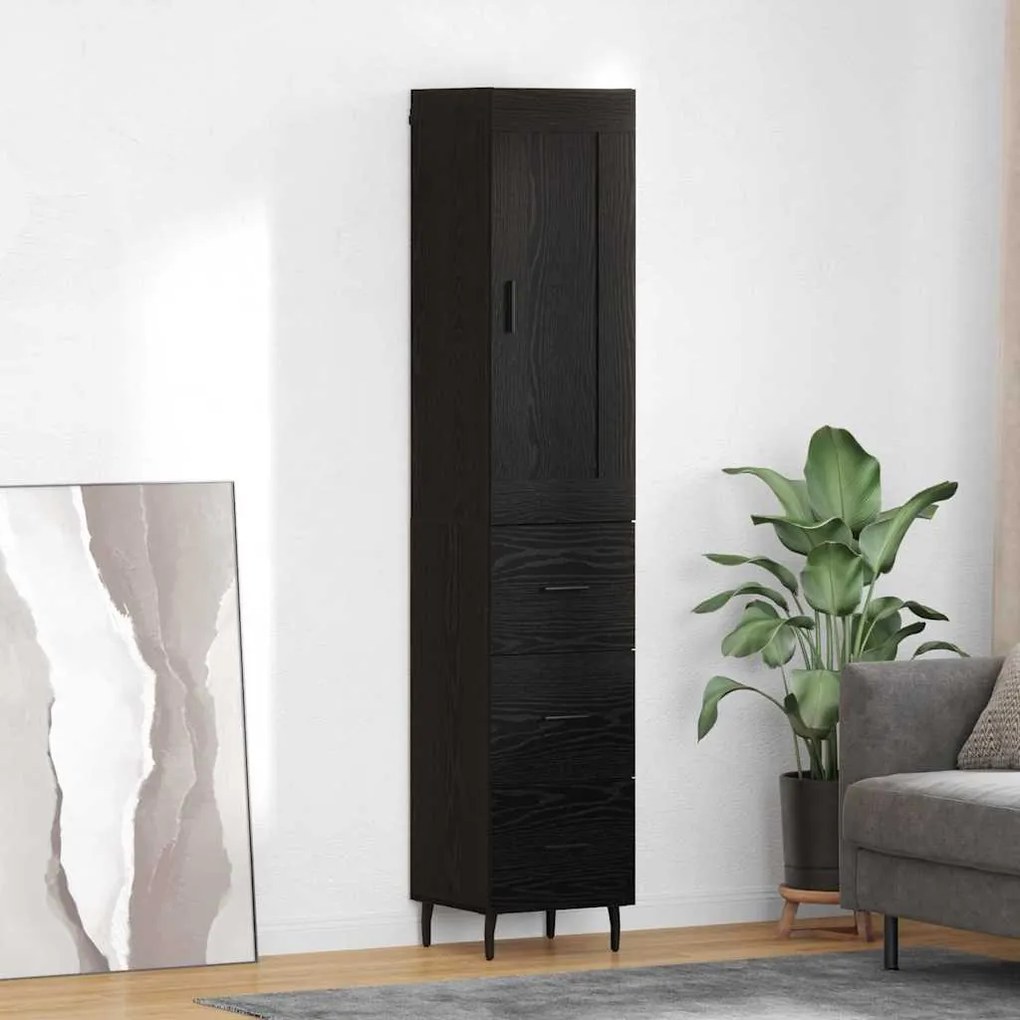 Highboard Μαύρη Οξυά 34,5 x 34 x 180 εκ. Επεξεργασμένο ξύλο