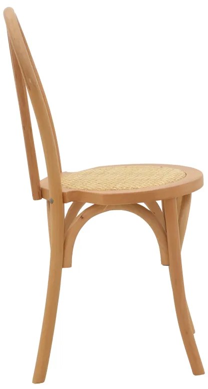 Καρέκλα Azhel pakoworld φυσικό ξύλο οξιάς-έδρα φυσικό rattan 41x50x89εκ