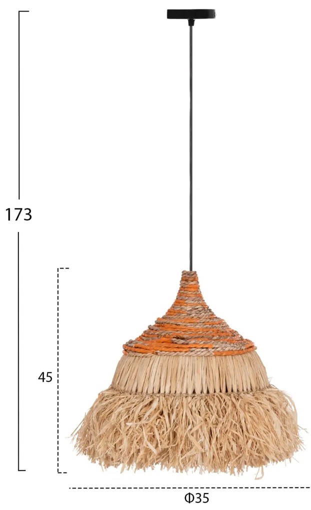 Φωτιστικό Οροφής SIFO C4714 Ίνες Sisal &amp; Μπανάνας Φυσικό - Mix Φ35x45Υ εκ. 35x35x45 εκ.