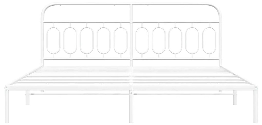 vidaXL Πλαίσιο Κρεβατιού με Κεφαλάρι Λευκό 200 x 200 εκ. Μεταλλικό