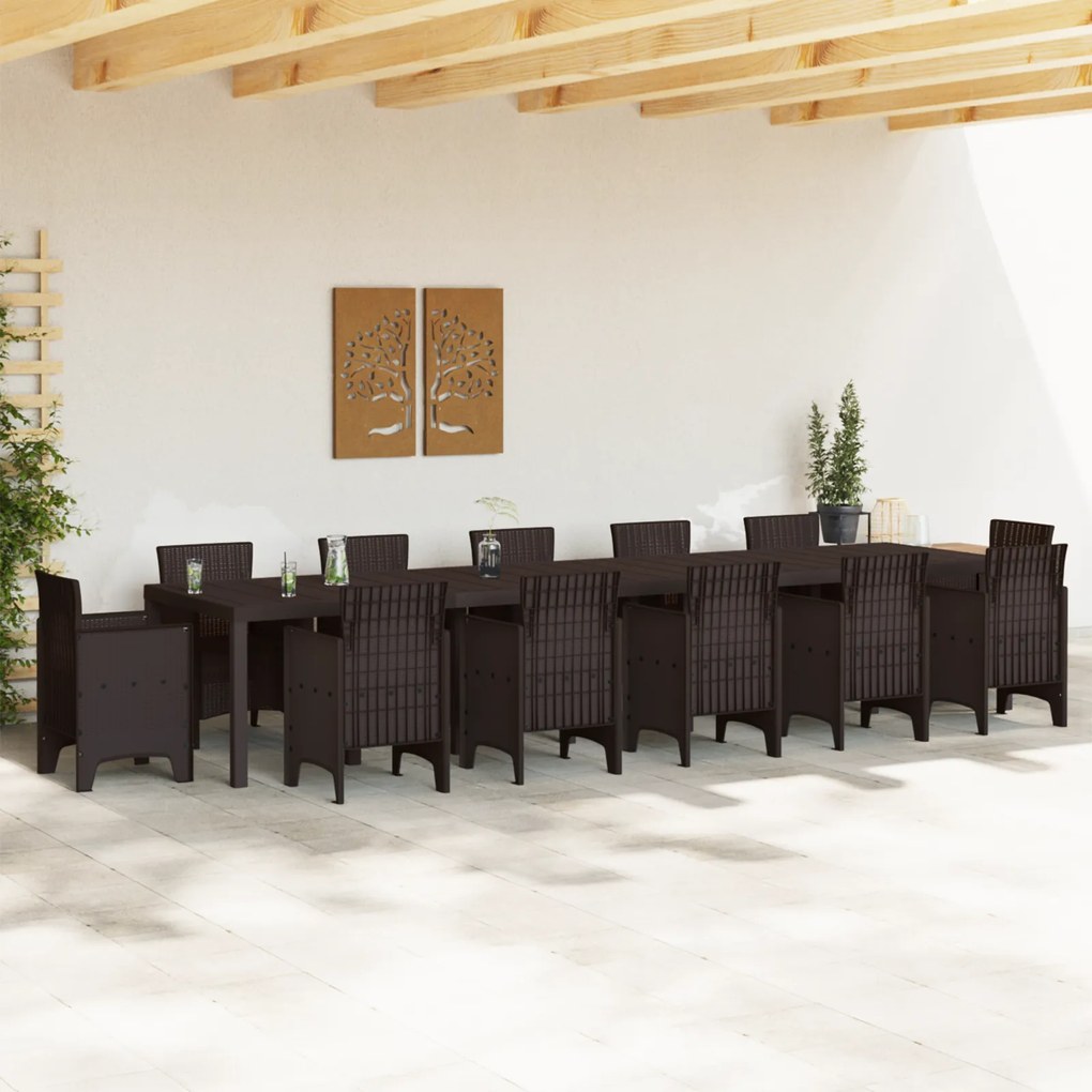 vidaXL Τραπέζι Κήπου Καφέ 400x100x73 εκ. Πλαστικό Ράτταν