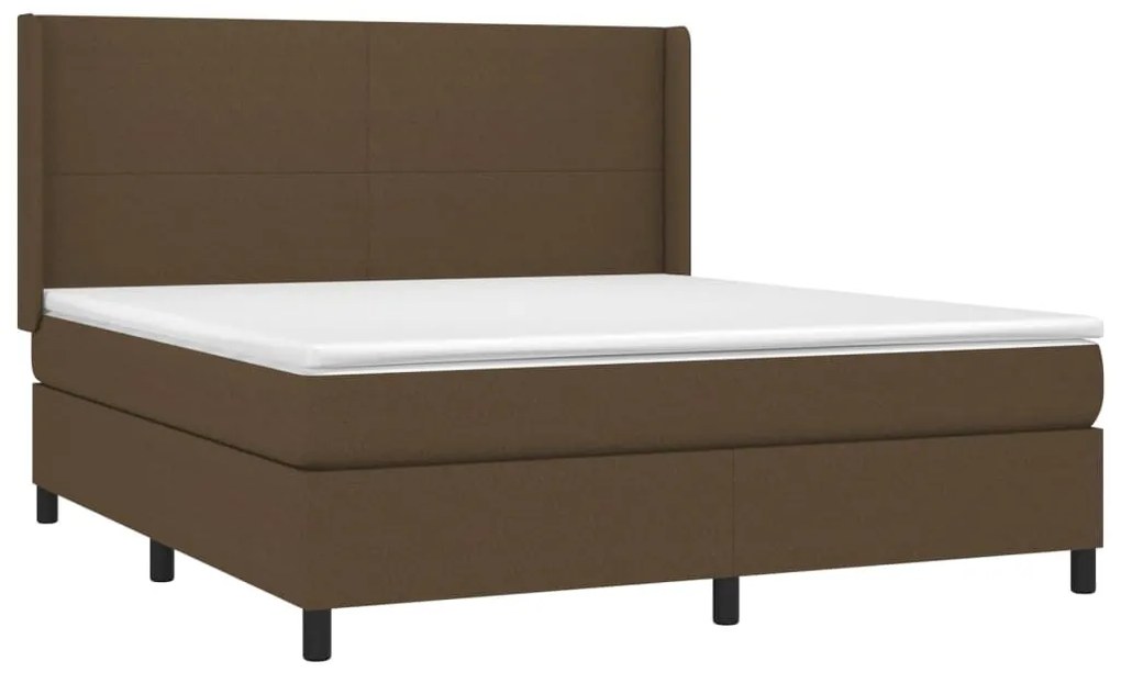 Κρεβάτι Boxspring με Στρώμα Σκούρο Καφέ 160x200 εκ Υφασμάτινο - Καφέ