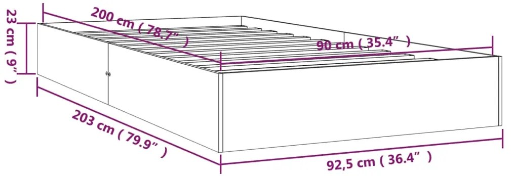 ΠΛΑΙΣΙΟ ΚΡΕΒΑΤΙΟΥ ΛΕΥΚΟ 90 X 200 ΕΚ. ΑΠΟ ΜΑΣΙΦ ΞΥΛΟ 820058