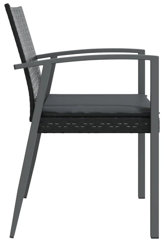 vidaXL Καρέκλες Κήπου 6 τεμ. Μαύρο 56,5x57x83 εκ Συνθ. Ρατάν&amp;Μαξιλάρια