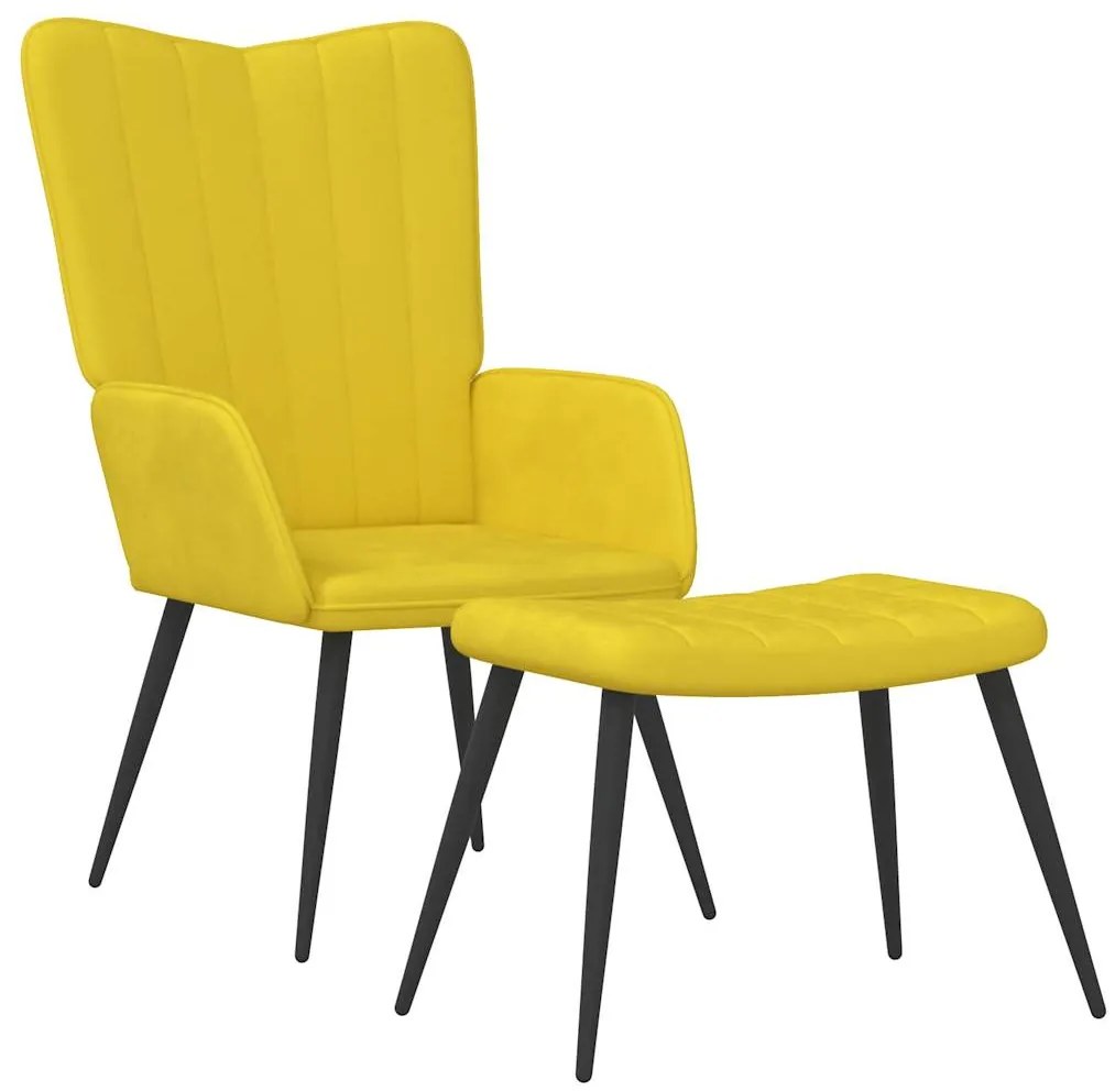 vidaXL Πολυθρόνα Relax Κίτρινη Μουσταρδί Βελούδινη με Σκαμπό