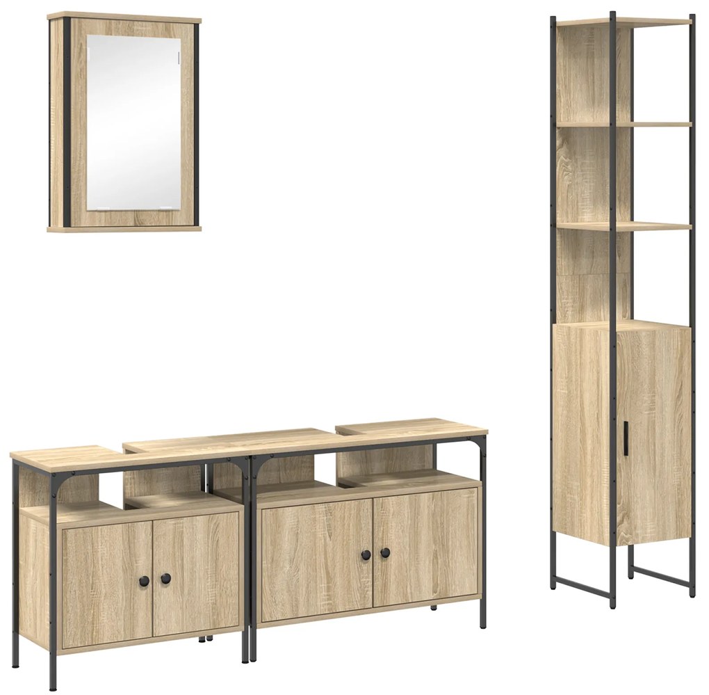 vidaXL Σετ Επίπλων Μπάνιου 4 pcs Sonoma Δρυς 33 x 33 x 185.5 εκ