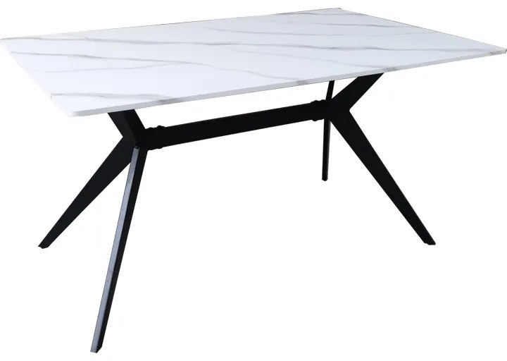 Τραπέζι Ezali pakoworld mdf λευκή όψη μαρμάρου με μαύρα μεταλλικά πόδια 140x80x75εκ