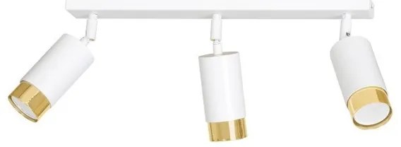 Σποτ Φωτιστικό Οροφής 3xGu10 Ατσάλι HIRO Made in Poland Emibig-963/3-Λευκό-Χρυσό 963/3