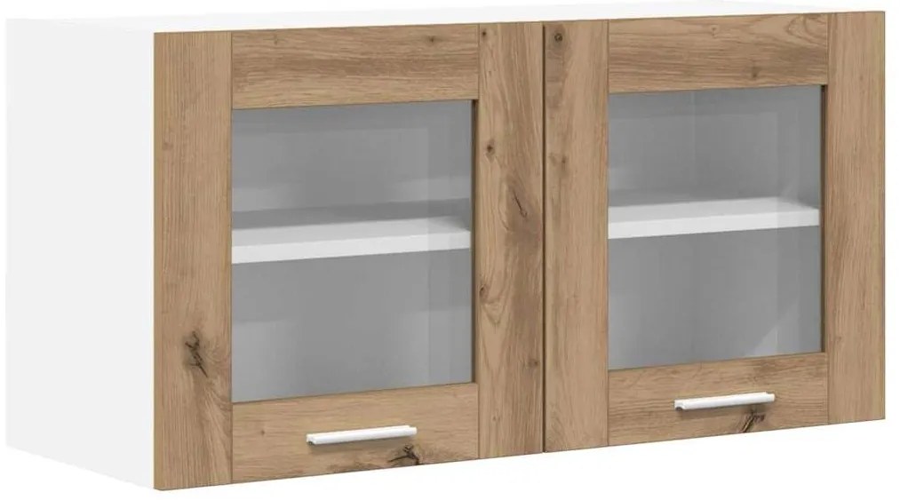 vidaXL Κρεμαστό ντουλάπι με αποθήκευση Riga Χειροποίητη Δρυς και Λευκό