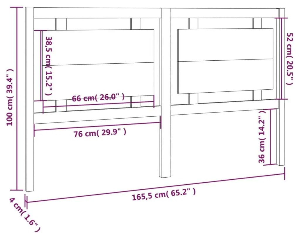 Κεφαλάρι Κρεβατιού Λευκό 165,5 x 4 x 100 εκ. Μασίφ Ξύλο Πεύκου - Λευκό