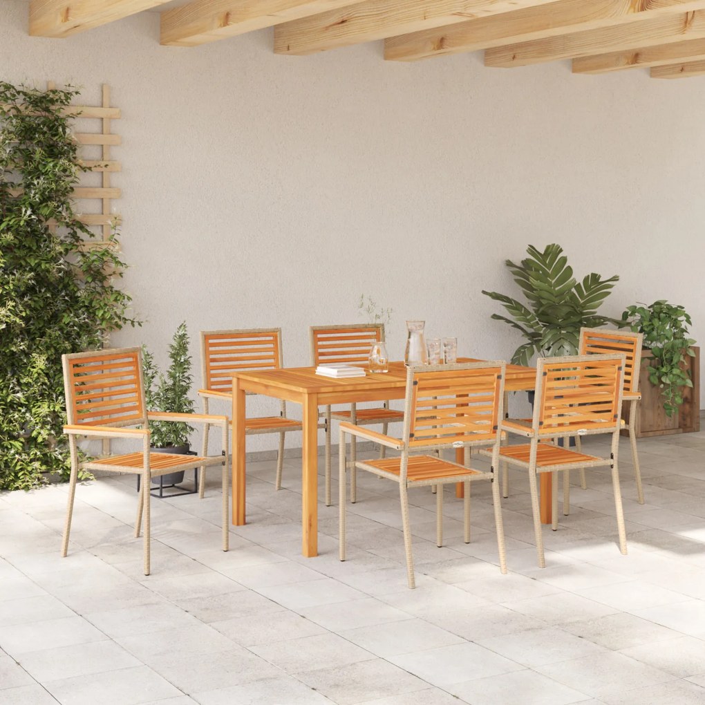 vidaXL Σετ Δείπνου Κήπου 7 pcs Μπεζ 140 x 80 x 74 cm Ξύλο & Μέταλλο