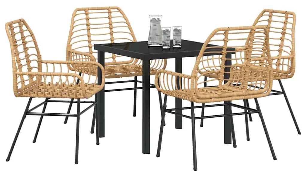 vidaXL Σέτ φαγητού για κήπο 5 pcs Καφέ συνθετικό ρατάν