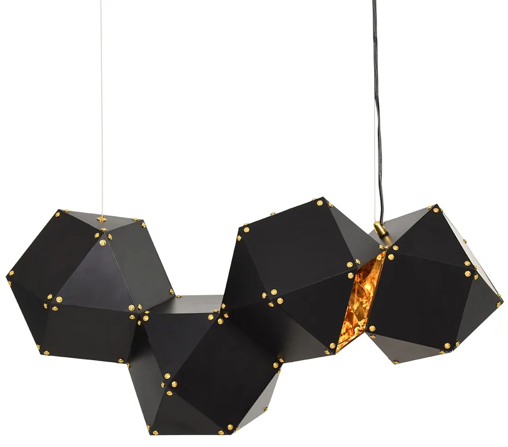 00796 GloboStar® GLOBOSTAR® WELLES REPLICA 00796 Μοντέρνο Κρεμαστό Φωτιστικό Οροφής με Ντουί 4 x E14 AC 220-240V IP20 - Μαύρο &amp; Χρυσό - Μ68 x Π32 x Υ30cm