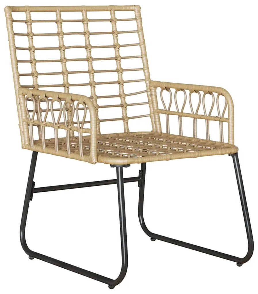 vidaXL Σέτ φαγητού για κήπο 3 pcs Καφέ και Κρέμα Πολυ rattan, ατσάλι