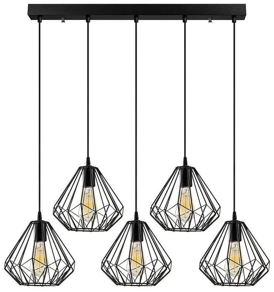 Φωτιστικό Οροφής - Ράγα Diamond 521SHN3395 93x117cm 5xE27 40W Black Opviq