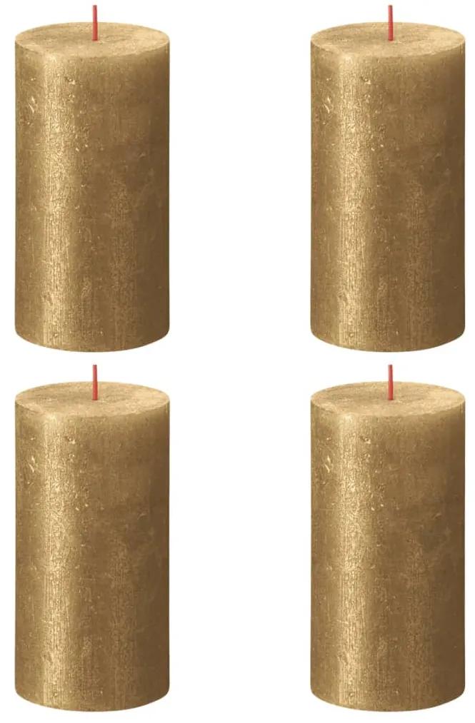 Bolsius Κεριά Κύλινδρος Ρουστίκ Shimmer 4 τεμ. Χρυσό 130 x 68 χιλ.