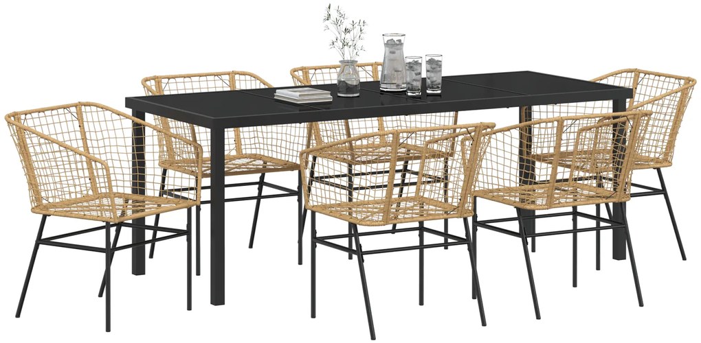 vidaXL Σετ Κηπουρικής Έξι Τεμαχίων  Καφέ Πολυ Rattan