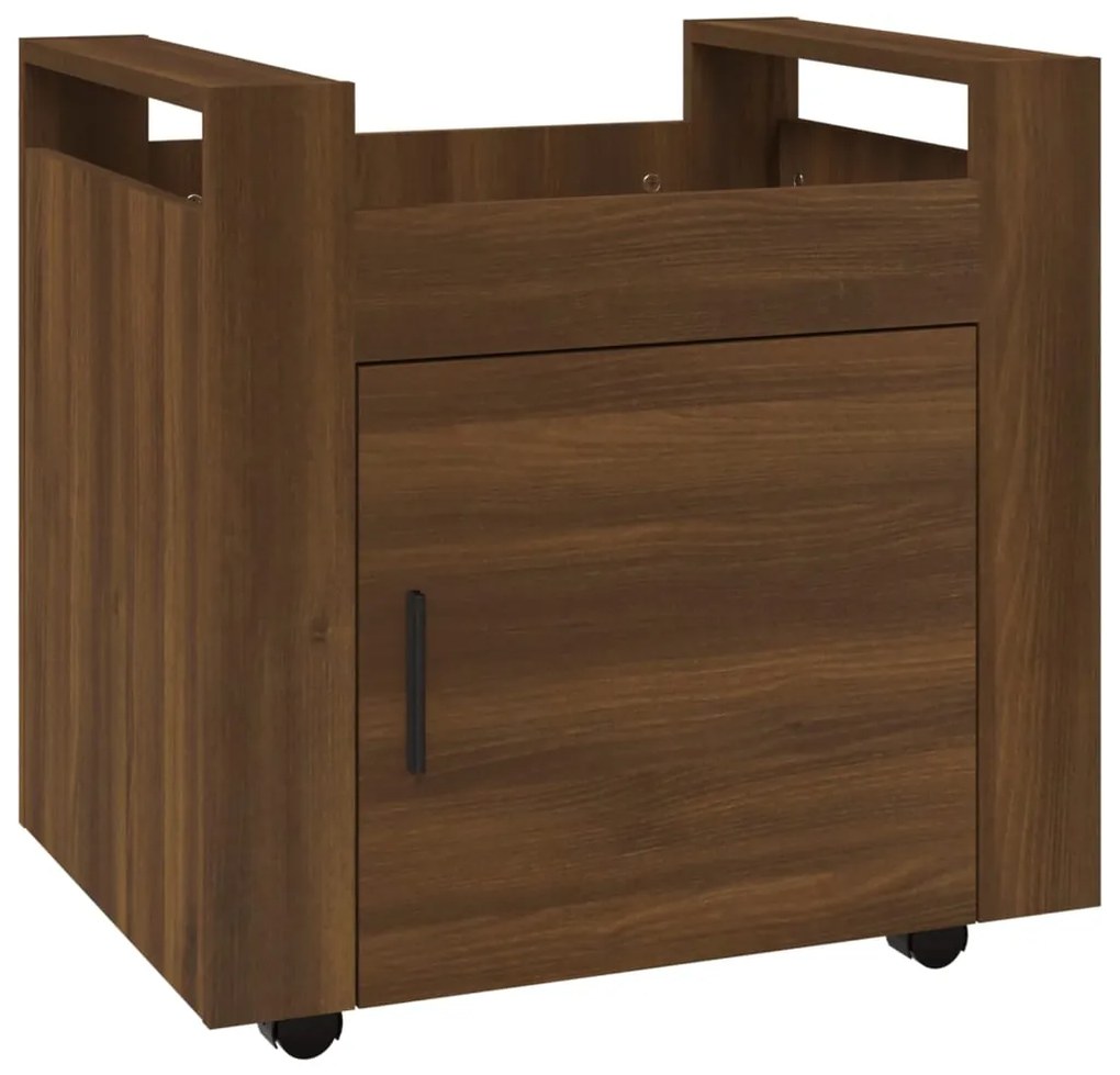 vidaXL Τρόλεϊ Γραφείου Καφέ Δρυς 60x45x60 εκ. από Επεξεργασμένο Ξύλο