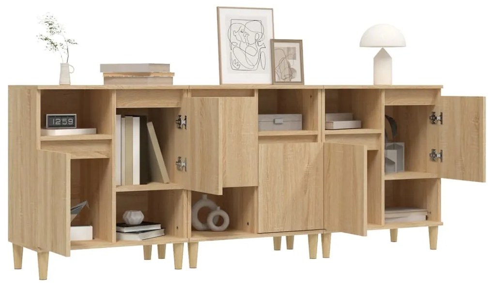 vidaXL Ντουλάπια 3 τεμ. Sonoma Δρυς 60x35x70 εκ. Επεξεργασμένο Ξύλο