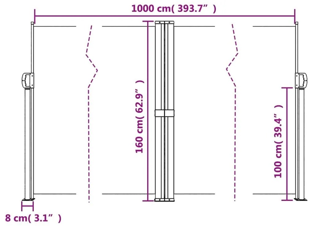 Σκίαστρο Πλαϊνό Συρόμενο Κρεμ 160 x 1000 εκ. - Κρεμ