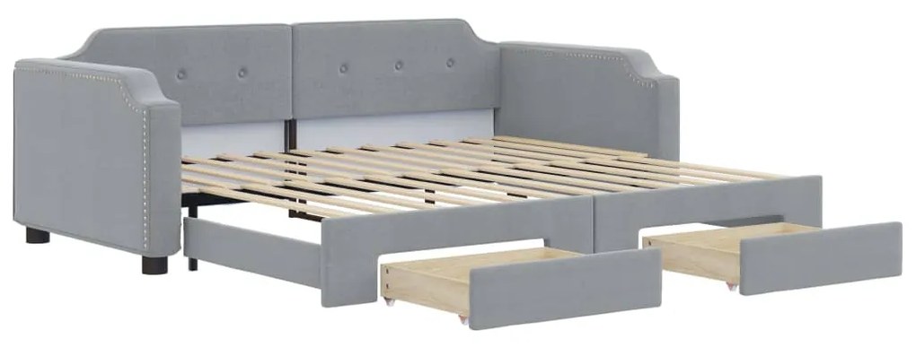 vidaXL Καναπές Κρεβάτι Συρόμενος Αν. Γκρι 100x200 εκ Ύφασμα & Συρτάρια
