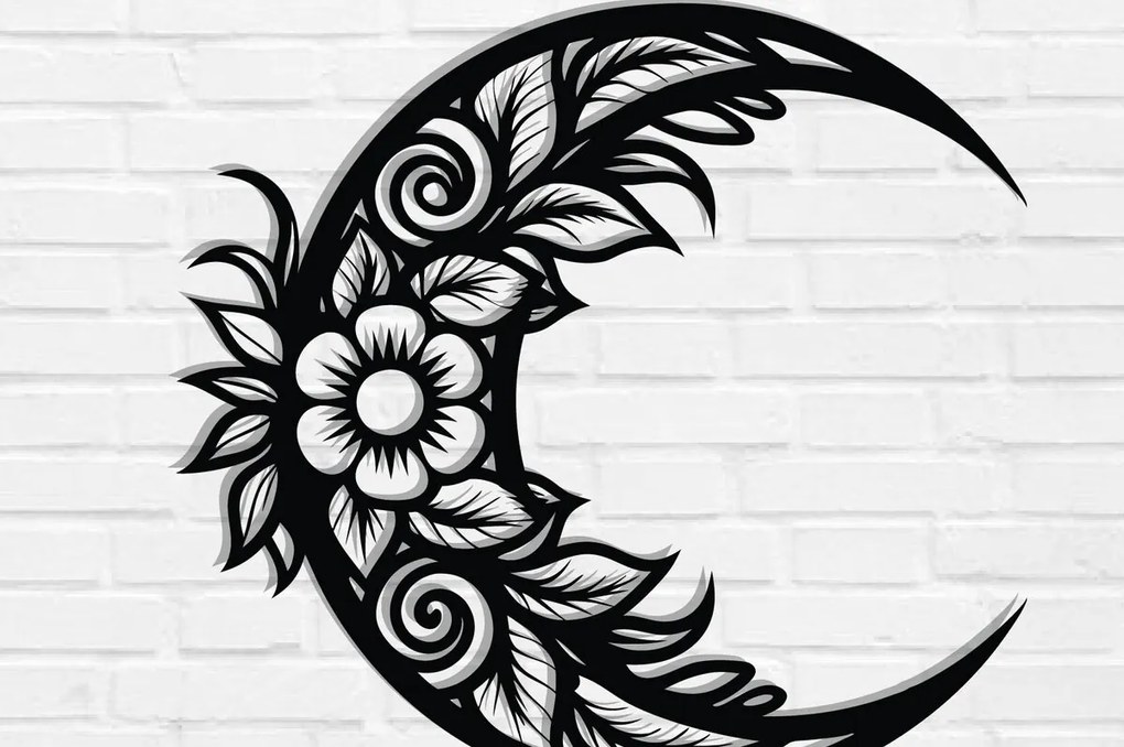 Intra απο ξύλο plywood 3mm-4mm πάχος - Floral Moon Wall Art Laser Cut  Δίασταση 40x50 cm INTRAFABR-119466010