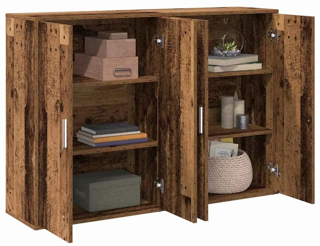 vidaXL Πλαϊνό γραφείο 2 pcs Παλιό ξύλο 60 x 31 x 84 εκ.