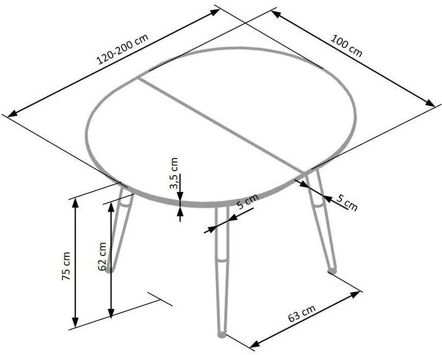 Τραπέζι Houston 567, Άσπρο, San remo δρυς, 75x100x120cm, 51 kg, Επιμήκυνση, Ινοσανίδες μέσης πυκνότητας, Μέταλλο | Epipla1.gr