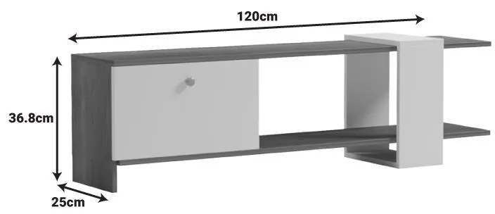 Έπιπλο τηλεόρασης Standi σε sonoma-γκρι cement απόχρωση 120x25x36.8εκ 120x25x36.8 εκ.