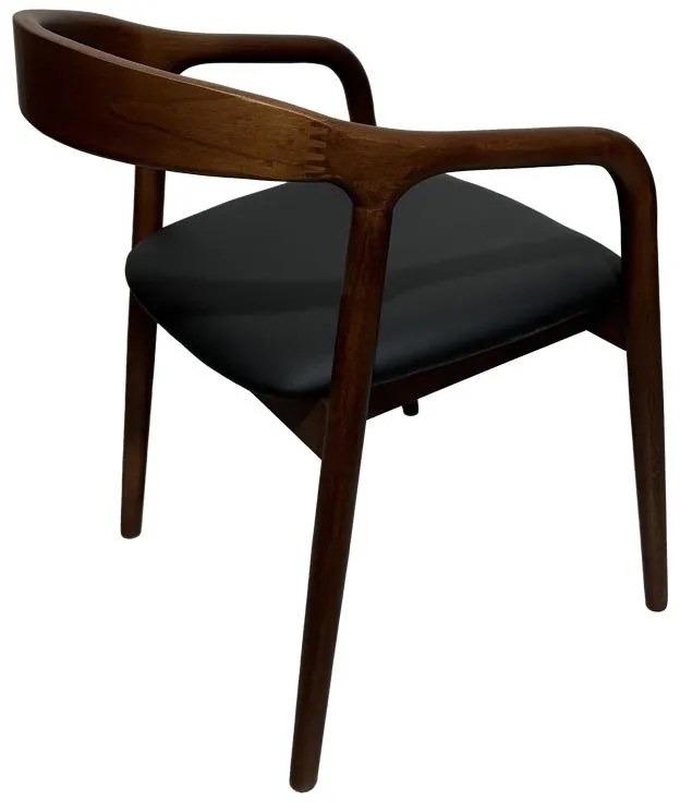 Καρέκλα Πολυθρόνα Hogie rubberwood σε καφέ απόχρωση με μαύρο pu μαξιλάρι 61x60x76εκ 2αδα 61x60x76 εκ.